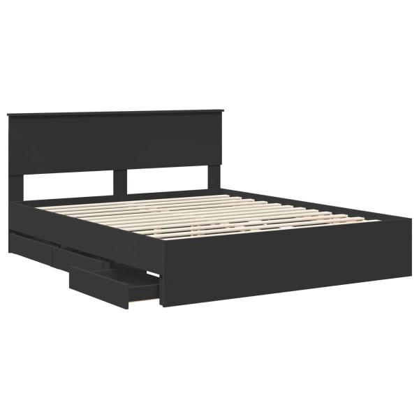 Bettrahmen mit Schubladen Schwarz 160 x 200 cm Ingenieurs Holz