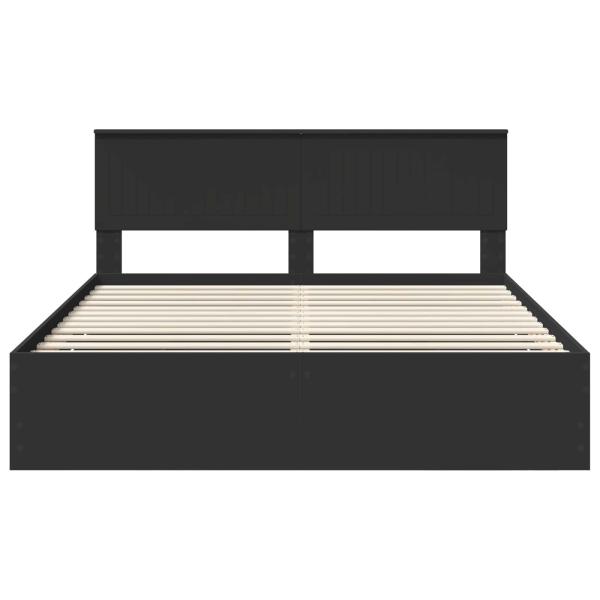 Bettrahmen mit Schubladen Schwarz 160 x 200 cm Ingenieurs Holz