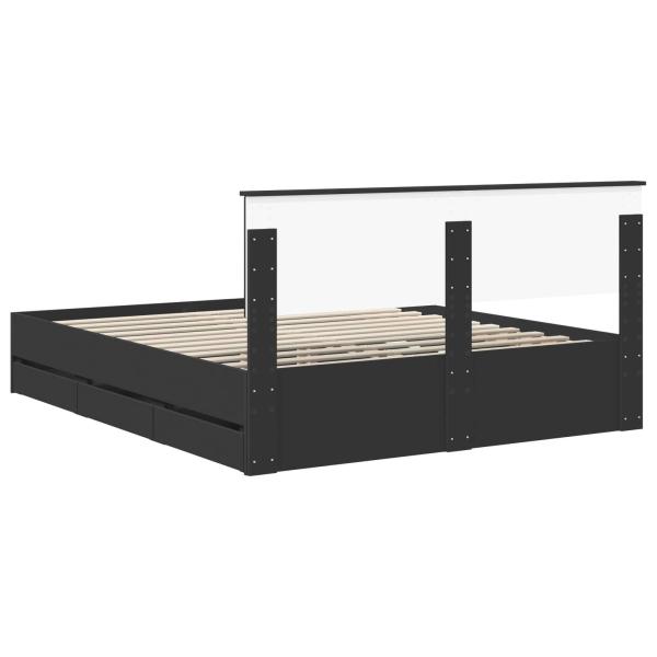 Bettrahmen mit Schubladen Schwarz 160 x 200 cm Ingenieurs Holz