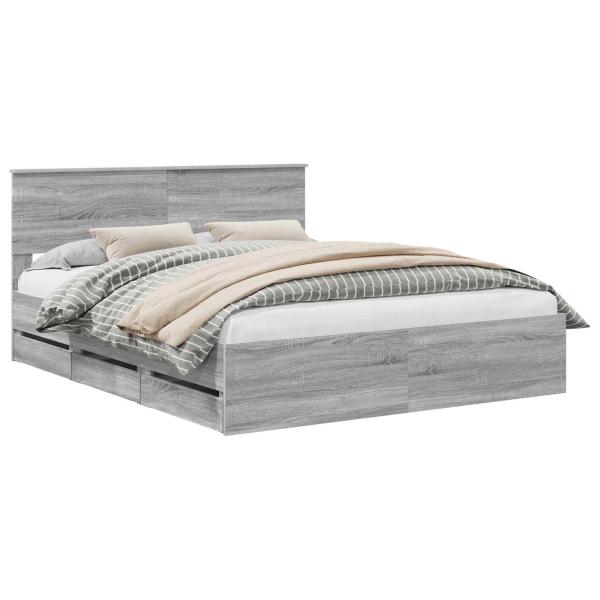 Bettrahmen Graues Sonoma 160 x 200 cm Ingenieurs Holz