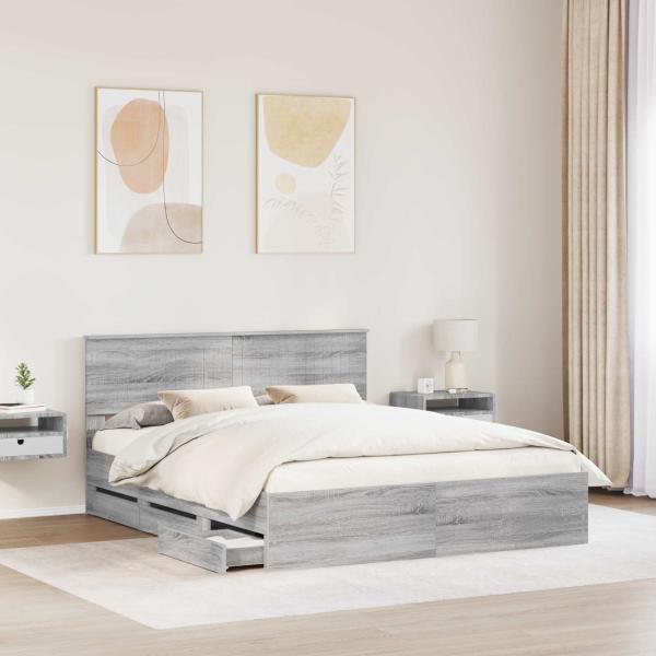 Bettrahmen Graues Sonoma 160 x 200 cm Ingenieurs Holz