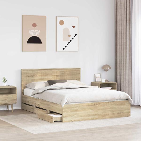 Bettrahmen Sonoma-Eiche 150 x 200 cm Ingenieurs Holz