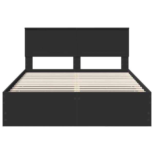 Bettrahmen mit Schubladen Schwarz 140 x 190 cm Ingenieurs Holz