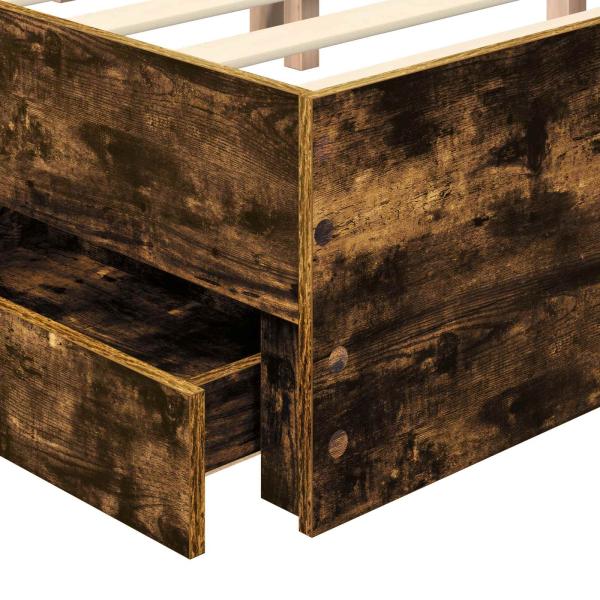 Bettrahmen Geräucherte Eiche 140 x 190 cm Ingenieurs Holz