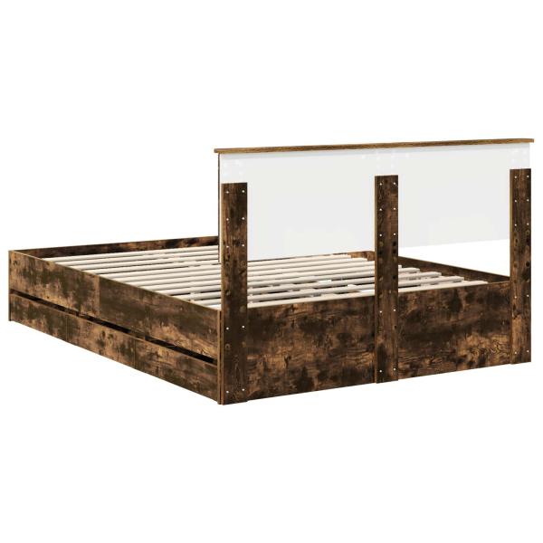 Bettrahmen Geräucherte Eiche 140 x 200 cm Ingenieurs Holz