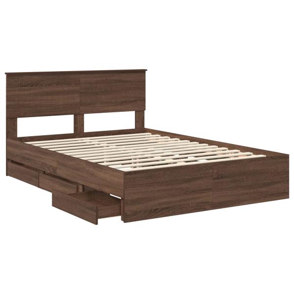Bettrahmen Braun Eichen-Optik 140 x 200 cm Ingenieurs Holz