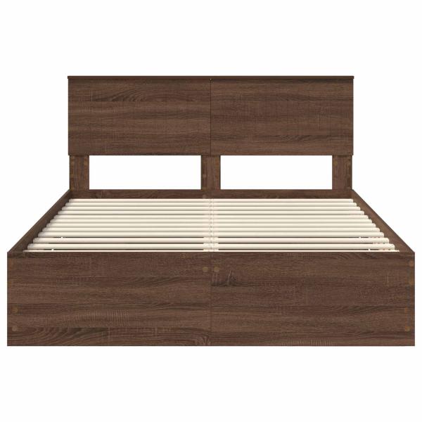 Bettrahmen Braun Eichen-Optik 135 x 190 cm Ingenieurs Holz