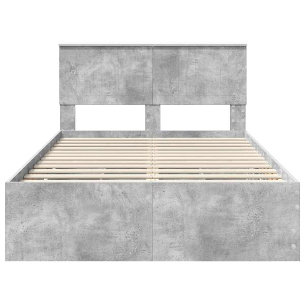 Bettrahmen mit Kopfteil Beton Grau 120 x 190 cm Ingenieurs Holz