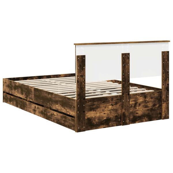 Bettrahmen Geräucherte Eiche 120 x 190 cm Ingenieurs Holz