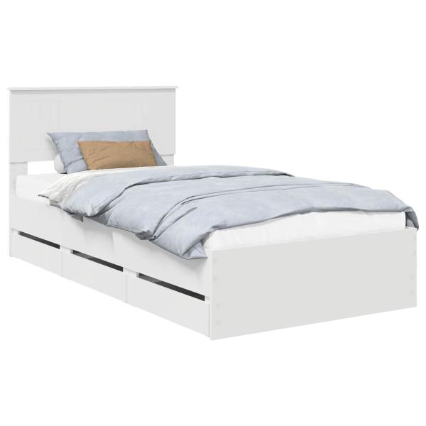 Bettrahmen mit Schubladen Weiß 100 x 200 cm Ingenieurs Holz