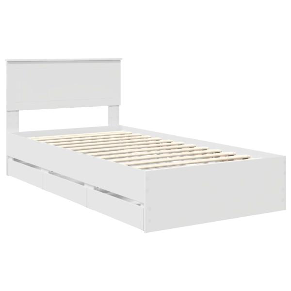 Bettrahmen mit Schubladen Weiß 100 x 200 cm Ingenieurs Holz