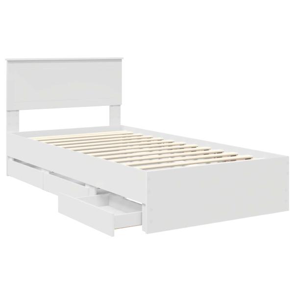 Bettrahmen mit Schubladen Weiß 100 x 200 cm Ingenieurs Holz