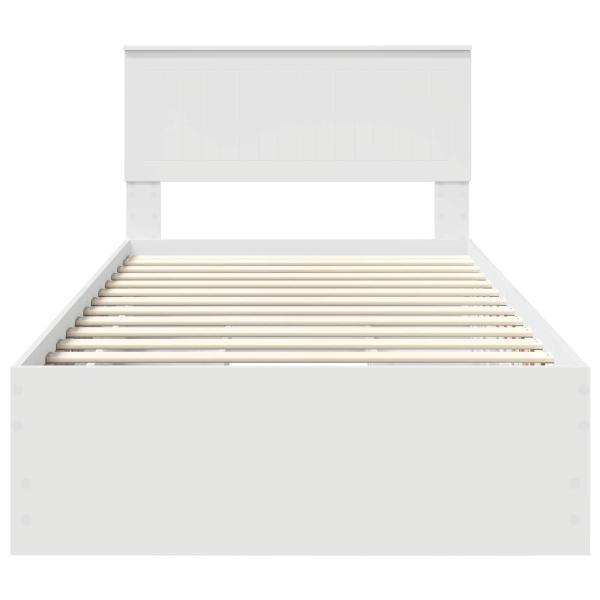 Bettrahmen mit Schubladen Weiß 100 x 200 cm Ingenieurs Holz