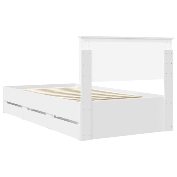 Bettrahmen mit Schubladen Weiß 100 x 200 cm Ingenieurs Holz