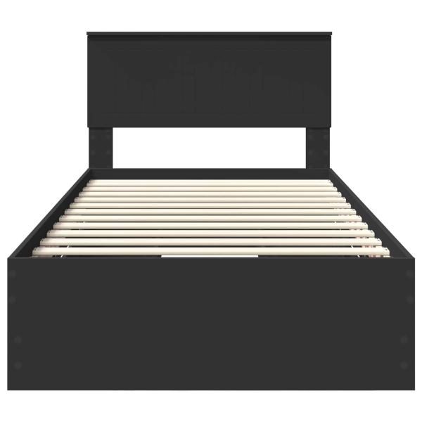 Bettrahmen mit Schubladen Schwarz 100 x 200 cm Ingenieurs Holz