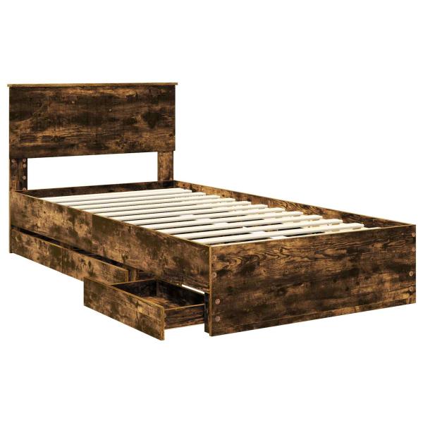 Bettrahmen Geräucherte Eiche 100 x 200 cm Ingenieurs Holz