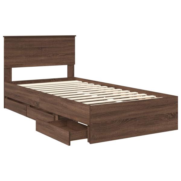 Bettrahmen Braun Eichen-Optik 100 x 200 cm Ingenieurs Holz