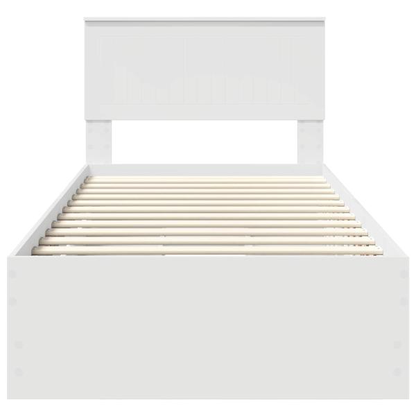 Bettrahmen mit Schubladen Weiß 90 x 190 cm Ingenieurs Holz