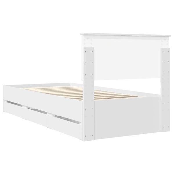 Bettrahmen mit Schubladen Weiß 90 x 190 cm Ingenieurs Holz