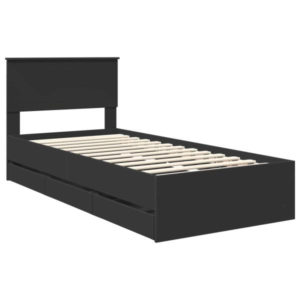 Bettrahmen mit Schubladen Schwarz 90 x 190 cm Ingenieurs Holz