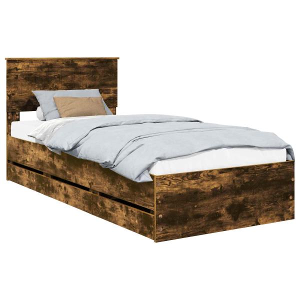 Bettrahmen Geräucherte Eiche 90 x 190 cm Ingenieurs Holz