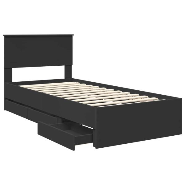 Bettrahmen mit Schubladen Schwarz 90 x 200 cm Ingenieurs Holz