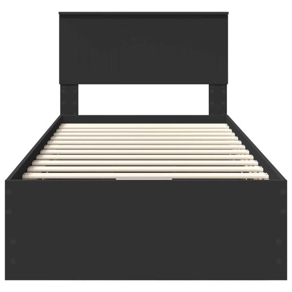 Bettrahmen mit Schubladen Schwarz 90 x 200 cm Ingenieurs Holz
