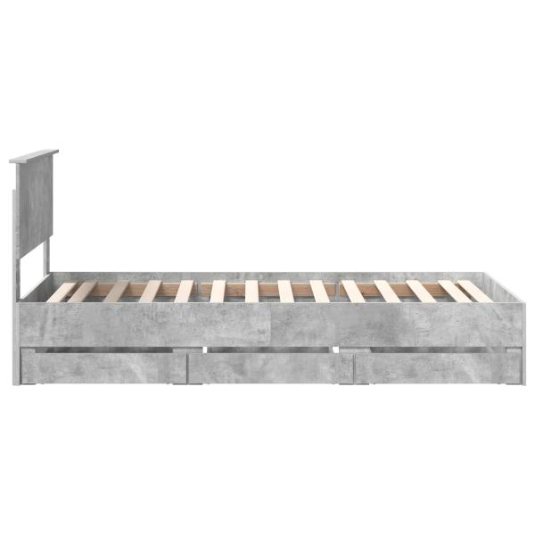 Bettrahmen mit Kopfteil Beton Grau 90 x 200 cm Ingenieurs Holz
