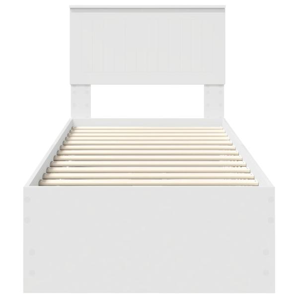 Bettrahmen mit Schubladen Weiß 75 x 190 cm Ingenieurs Holz