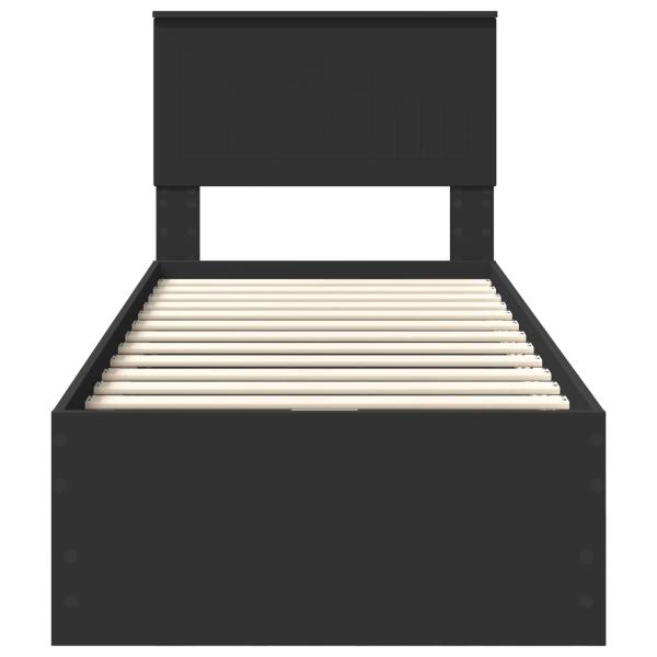 Bettrahmen mit Schubladen Schwarz 75 x 190 cm Ingenieurs Holz