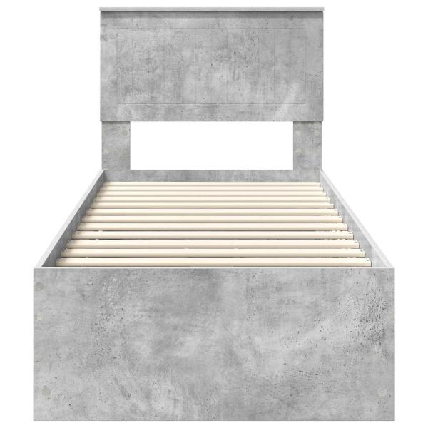 Bettrahmen mit Kopfteil Beton Grau 75 x 190 cm Ingenieurs Holz