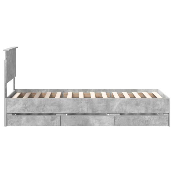 Bettrahmen mit Kopfteil Beton Grau 75 x 190 cm Ingenieurs Holz