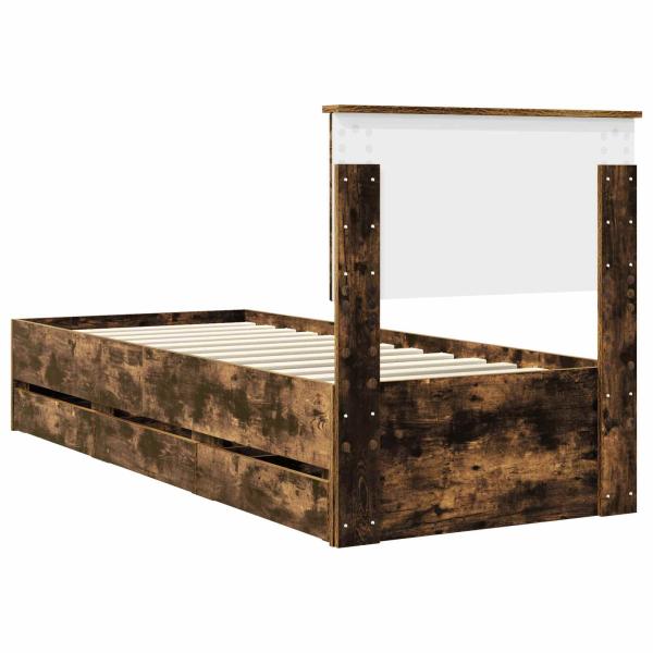 Bettrahmen Geräucherte Eiche 75 x 190 cm Ingenieurs Holz