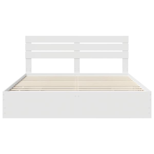 Bettrahmen mit Schubladen Weiß 200 x 200 cm Ingenieurs Holz