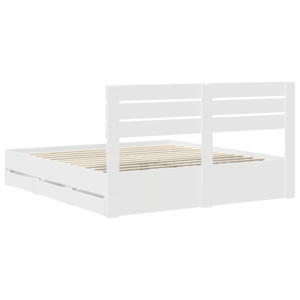 Bettrahmen mit Schubladen Weiß 180 x 200 cm Ingenieurs Holz