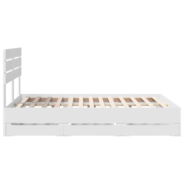 Bettrahmen mit Schubladen Weiß 140 x 200 cm Ingenieurs Holz