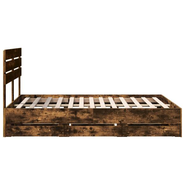 Bettrahmen Geräucherte Eiche 140 x 200 cm Ingenieurs Holz