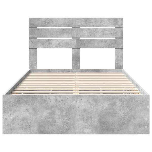 Bettrahmen mit Kopfteil Beton Grau 120 x 200 cm Ingenieurs Holz