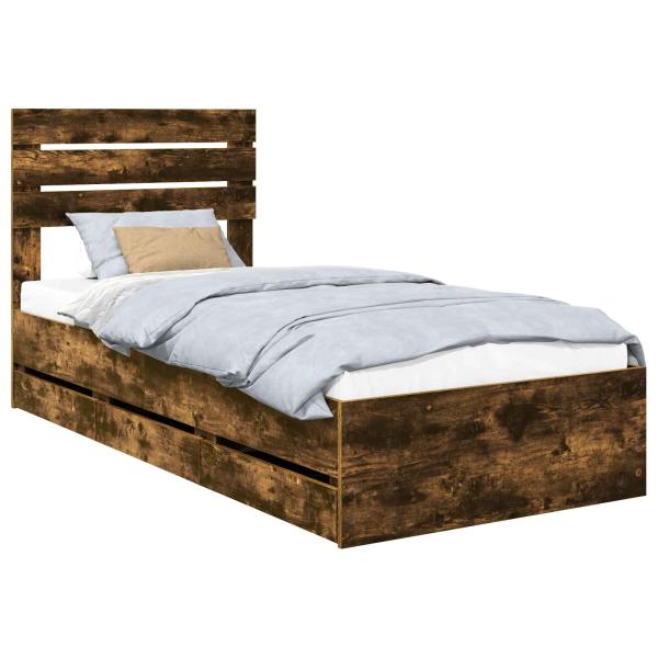 Bettrahmen Geräucherte Eiche 100 x 200 cm Ingenieurs Holz