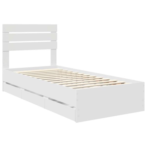 Bettrahmen mit Schubladen Weiß 90 x 190 cm Ingenieurs Holz