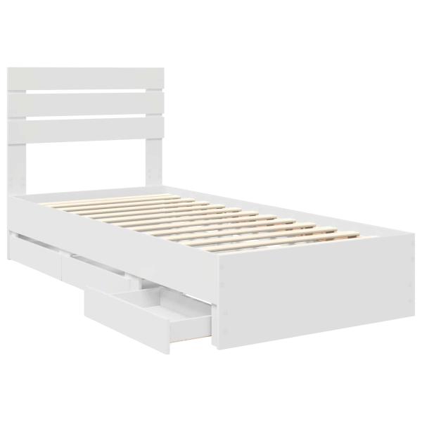Bettrahmen mit Schubladen Weiß 90 x 190 cm Ingenieurs Holz