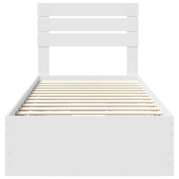 Bettrahmen mit Schubladen Weiß 90 x 200 cm Ingenieurs Holz