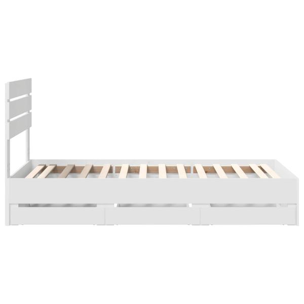 Bettrahmen mit Schubladen Weiß 90 x 200 cm Ingenieurs Holz