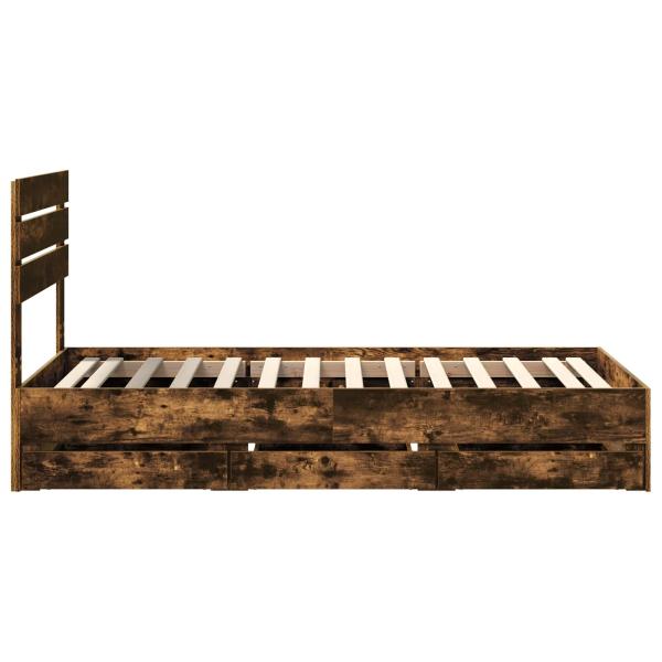 Bettrahmen Geräucherte Eiche 90 x 200 cm Ingenieurs Holz