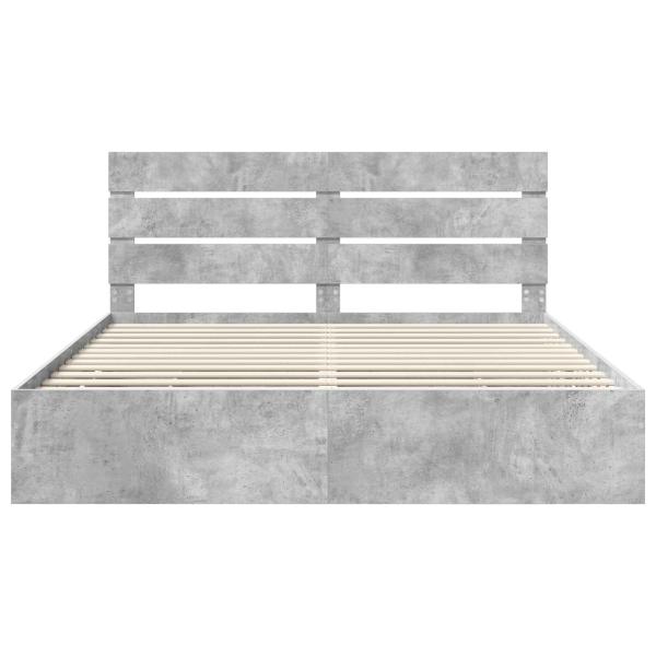 Bettrahmen mit Kopfteil Beton Grau 180 x 200 cm Ingenieurs Holz