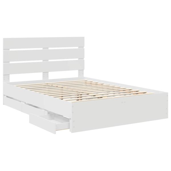Bettrahmen mit Schubladen Weiß 160 x 200 cm Ingenieurs Holz
