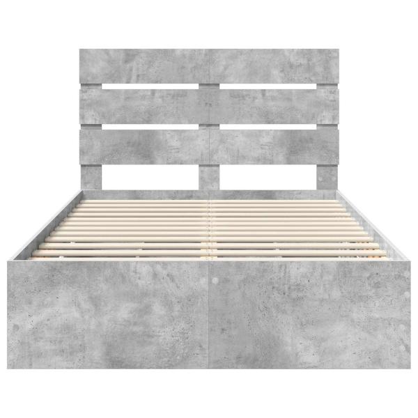 Bettrahmen mit Kopfteil Beton Grau 120 x 190 cm Ingenieurs Holz