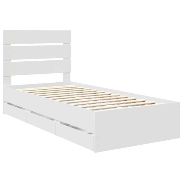 Bettrahmen mit Schubladen Weiß 90 x 190 cm Ingenieurs Holz