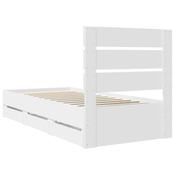Bettrahmen mit Schubladen Weiß 90 x 190 cm Ingenieurs Holz
