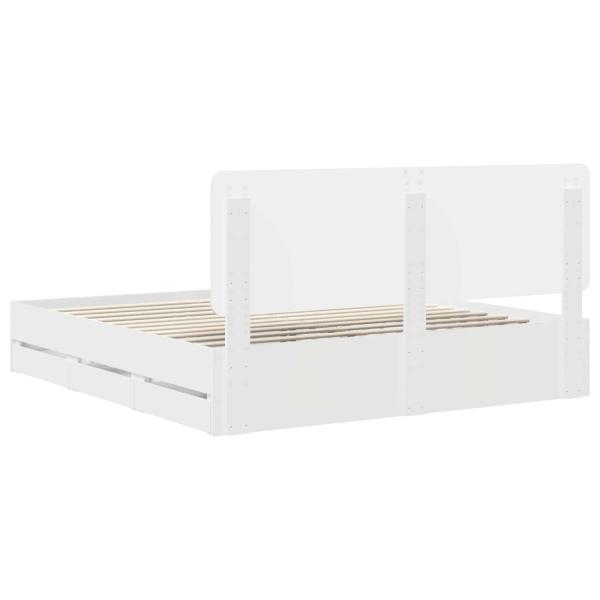 Bettrahmen mit Schubladen Weiß 200 x 200 cm Ingenieurs Holz